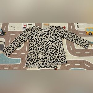 Toddler girls cheetah print ruffle long sleeve shirt